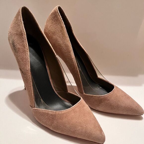 Marciano Suede Taupe Stiletto Heels with Pointed Toe Euro 38/US 8 - Picture 3 of 4
